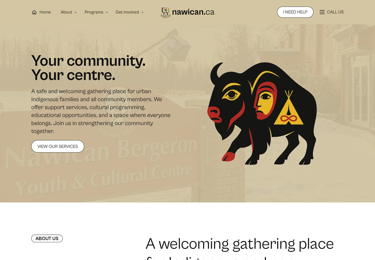 Nawican Friendship Centre website introducing its community programs and services